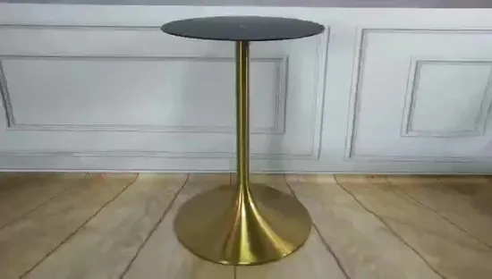 قاعدة طاولة توليب ذات تصميم جديد من التيتانيوم الذهبي لطاولة الطعام