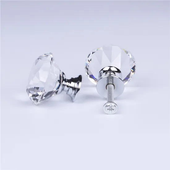 Zamak الماس مقابض باب مجلس الوزراء الفاخرة الكريستال والزجاج درج سحب المقبض
