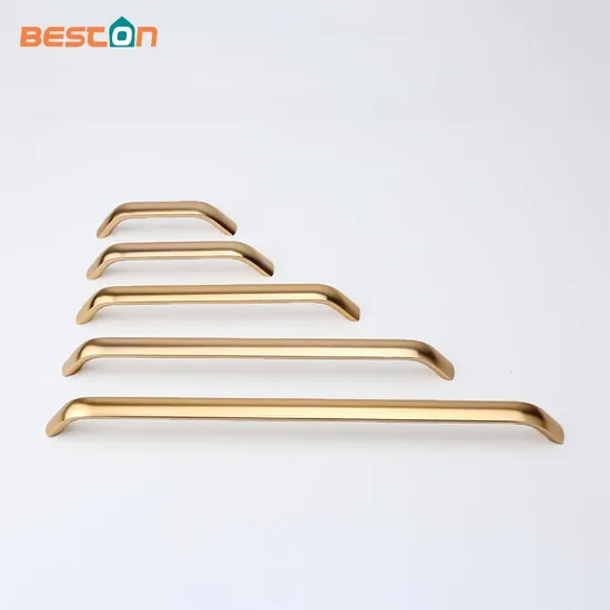 مقابض إكسسوارات الأجهزة والأثاث من الألومنيوم الذهبي على شكل حرف U مقبض خزانة غرفة النوم والمطبخ