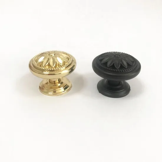 سبائك الزنك 34mm القطر الأسود والذهبي أثاث المطبخ العتيقة مجلس الوزراء مقبض المقابض