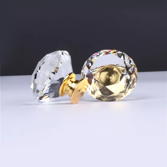 Zamak الماس مقابض باب مجلس الوزراء الفاخرة الكريستال والزجاج درج سحب المقبض